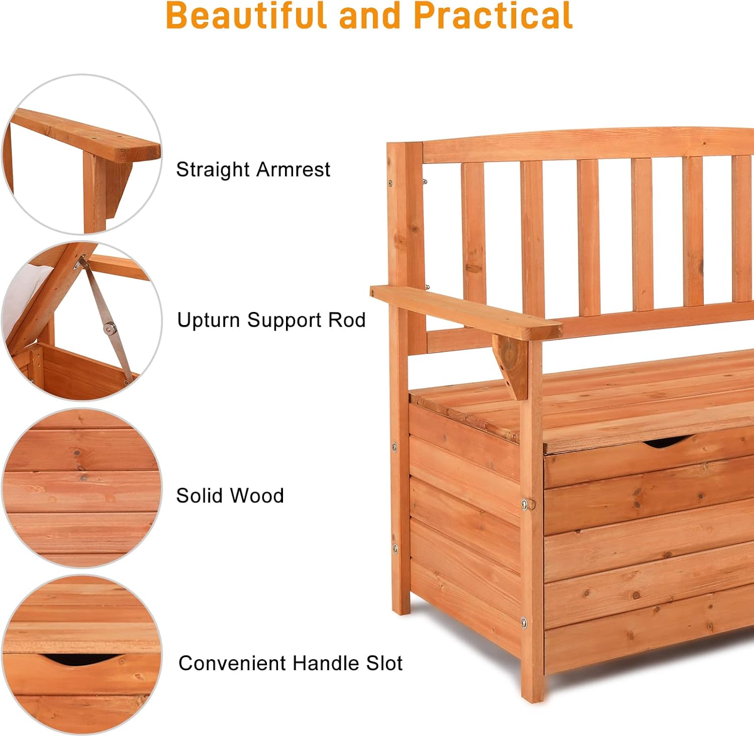 Deck Box Bench, Storage Box with Backrest Armrest, All-Weather Yard Container Furniture for Tools, Toys, Outdoor Storage Bench Deck Box w/Seat for Backyard, Porch, Patio, Garden