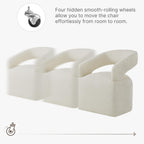 KISLOT Upholstered Dining Chairs Set of 4, Modern Rolling Dining Chairs with Hidden Casters, Arm Kitchen Chairs with Linen Look Fabric, Padded Barrel Chairs for Dining Room, Kitchen, Cream Beige