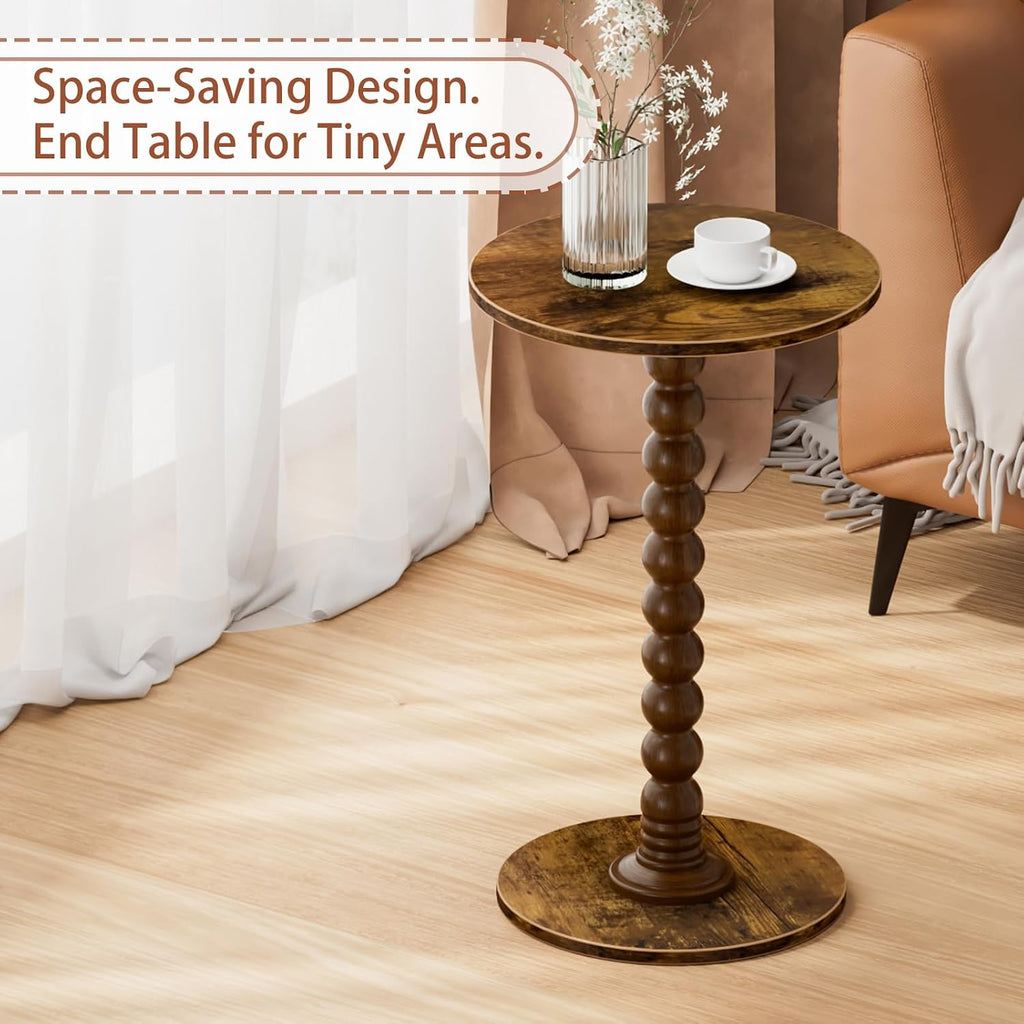 Drink Table, Drink Tables for Small Spaces, Modern Accent Nightstand with Solid Wood Leg for Living Room, Bathroom, Bedroom