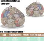Kisoy Stuffed Animal Storage Bean Bag Cover Pets Dogs/Cats Lazy Beds. Washable Ultra Soft Corduroy Stuffed for Organizing Plush Toys or Textile, Sack Bean Bag