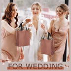 Eccliy Reusable Gift Bags Set Glossy Grocery Gift Tote Bag with Handle for Wedding, Bridal Shower, 4th of July, Summer Event(10 x 8 x 4.7 Inch,Coffee,80 Pcs)