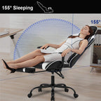 BestOffice | Ergonomic Gaming Chair | White | Reclining Computer Chair with Lumbar Support, Headrest Pillow, Adjustable Footrests | 360 Swivel with Heavy Duty Wheels | for Home & Office