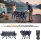 Huskfirm 3 Person Camping Chair Padded Loveseat Camping Chair Folding Camping Couch Portable Double Camping Chairs Heavy Duty Camp Chair for Adults Outdoor Lawn with Two Cup Holders and Carry Bag