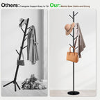 Coat Rack with Natural Marble Base, Metal Freestanding Coat Rack with 8 Hooks, Heavy Duty Coat Hanger Stand for Entryway, Office, Bedroom,Dorm for Coats, Hats, Handbags and Scarves(Black)