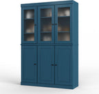 Palace Imports 100% Solid Wood 48.5"" Pantry China Cabinet with Raised Panel, Frosted Glass Doors and Adjustable Shelves