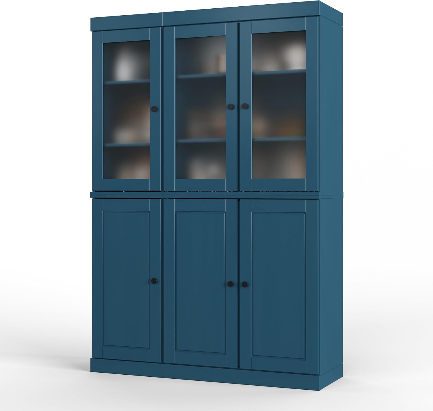 Palace Imports 100% Solid Wood 48.5"" Pantry China Cabinet with Raised Panel, Frosted Glass Doors and Adjustable Shelves
