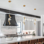 Spiral Led Pendant Light Fixtures, 5500K Gold Modern Led Pendant Light Kitchen Island, Adjustable Height Kitchen Island Lights Fixtures for Dining Room Bedroom Sink