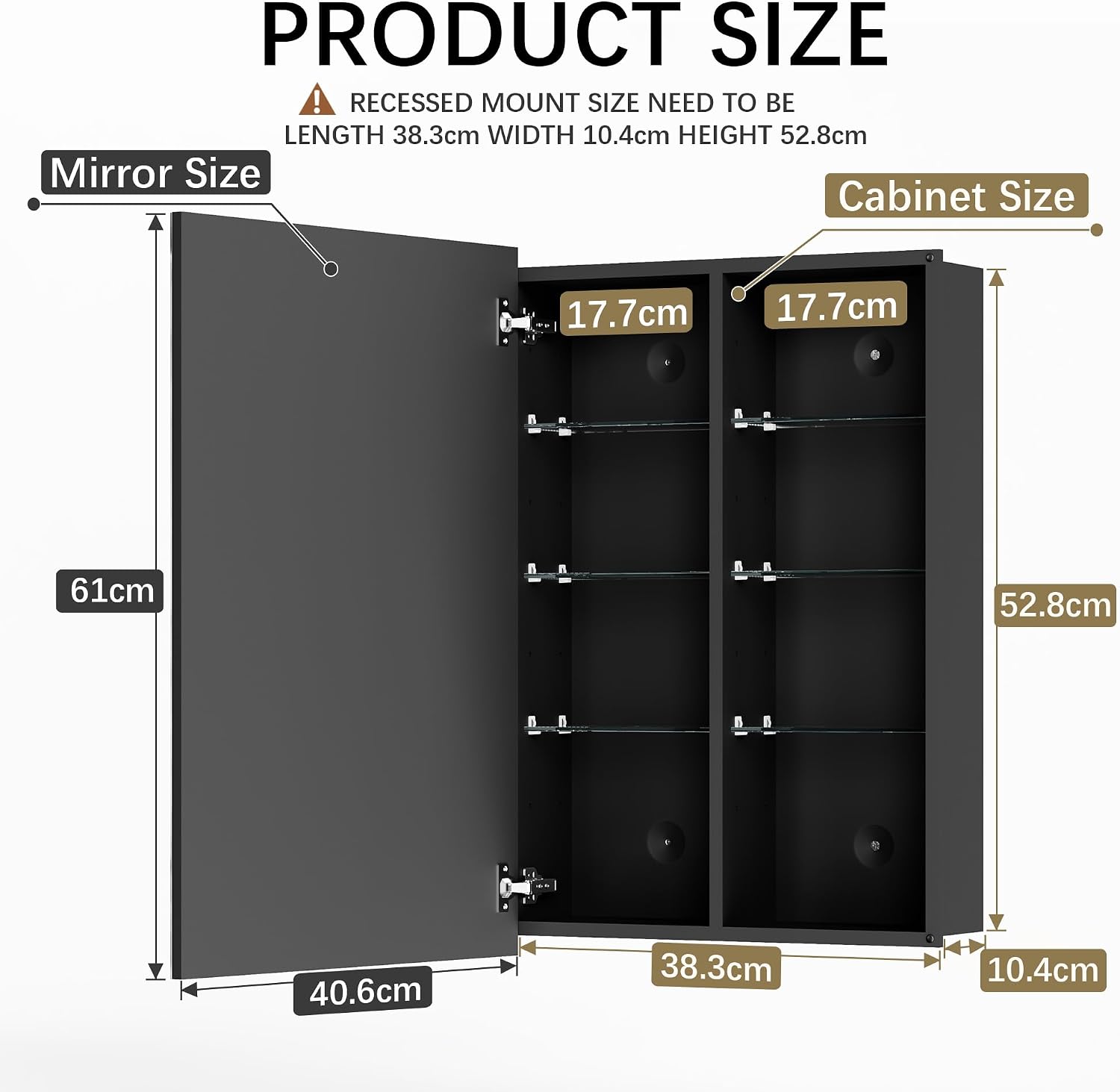 Medicine Cabinet with Mirror, 16 x 24 Frameless Beveled Bathroom Mirror with Storage, Aluminum Recessed or Wall Mount Medicine Cabinet, 6 Adjustable Shelves for Tall Bottles, DTC Soft Close