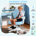 Ergonomic Kids Desk Chair 4-12, Adjust Height Children Study Computer Chair | Mesh Student Teen Task Gaming Chair | with Footrest & Flip-up Armrest & 360° Wheels | Children Office Chair for Boys Girls