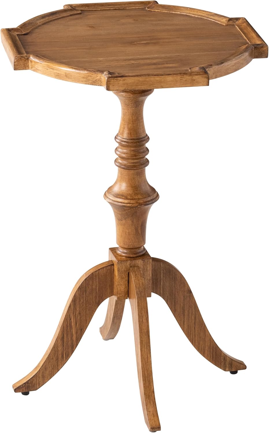 COZAYH Rustic Pedestal End Table, Distressed Farmhouse Side Table with Unique Tray-Style Wooden, Accent End Table for Bedroom, Living Room, Entryway, Brown
