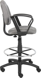 Boss Office Products B1617-GY Ergonomic Works Drafting Chair with Loop Arms in Grey
