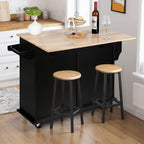 VOWNER 43" W Kitchen Island with Drop Leaf, Rolling Kitchen Island with Drawers, Portable Island Kitchen with Storage, Butcher Block Kitchen Cart with Spice Rack & Towel Rack (Black)