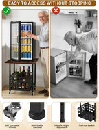 Mini Fridge Stand with Storage Basket 19.7", Beverage Refrigerator Stand with Wheels, Adjustable Height Mini Fridge Cabinet, Heavy Duty Fridge Table for Dorm, Office, Apartment, Kitchen (Brown)