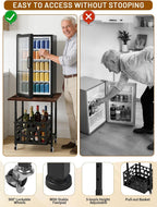Mini Fridge Stand with Storage Basket 19.7", Beverage Refrigerator Stand with Wheels, Adjustable Height Mini Fridge Cabinet, Heavy Duty Fridge Table for Dorm, Office, Apartment, Kitchen (Brown)