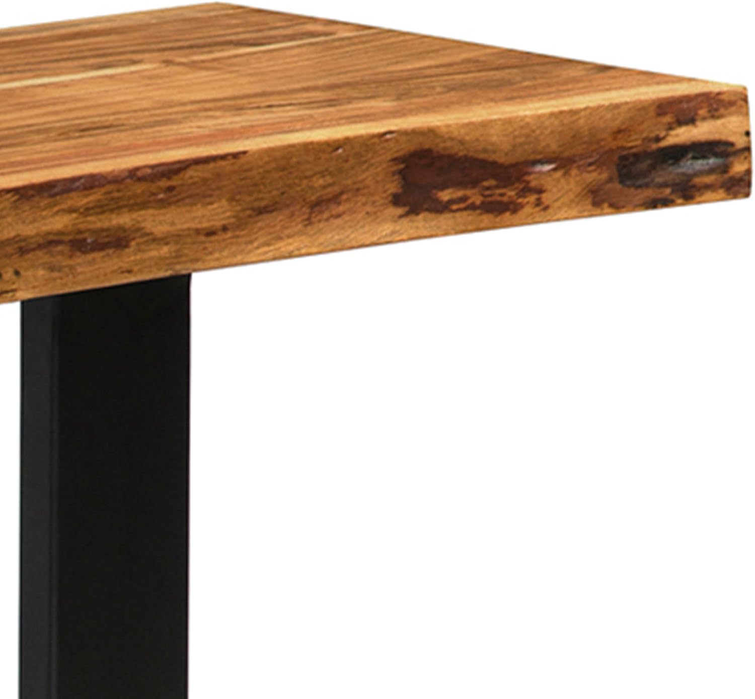 Alaterre Furniture Alpine Live Edge Solid Wood 48" Bench with Metal Legs, Natural