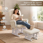 ANMINY 5pcs Glider Rocker Replacement Cushions Set with Ottoman Cover, 3.5Inch Thickened Fleece Glider Rocking Chair Cushions with 29.5Inch Tufted Backrest & Side Pockets for Indoor Nursery, Beige