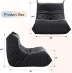 Morden Fort Big Bean Bag Chair for Adults, Faux Leather Bean Bag Sofa, Memory Foam Lounge Chairs with Ergonomic Design, Lazy Togo Chair for Living Room, Bedroom, Dorm, Office(Black)