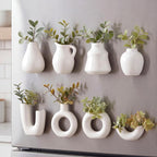 Hushee 8 Pcs Small White Ceramic Vase Fridge Magnets, 2.36 Inch Minimalist Nordic 3D Plant Magnets for Refrigerator, Modern Boho Cute Magnetic Mini Bud Decorative Vases for Kitchen Office Locker Decor