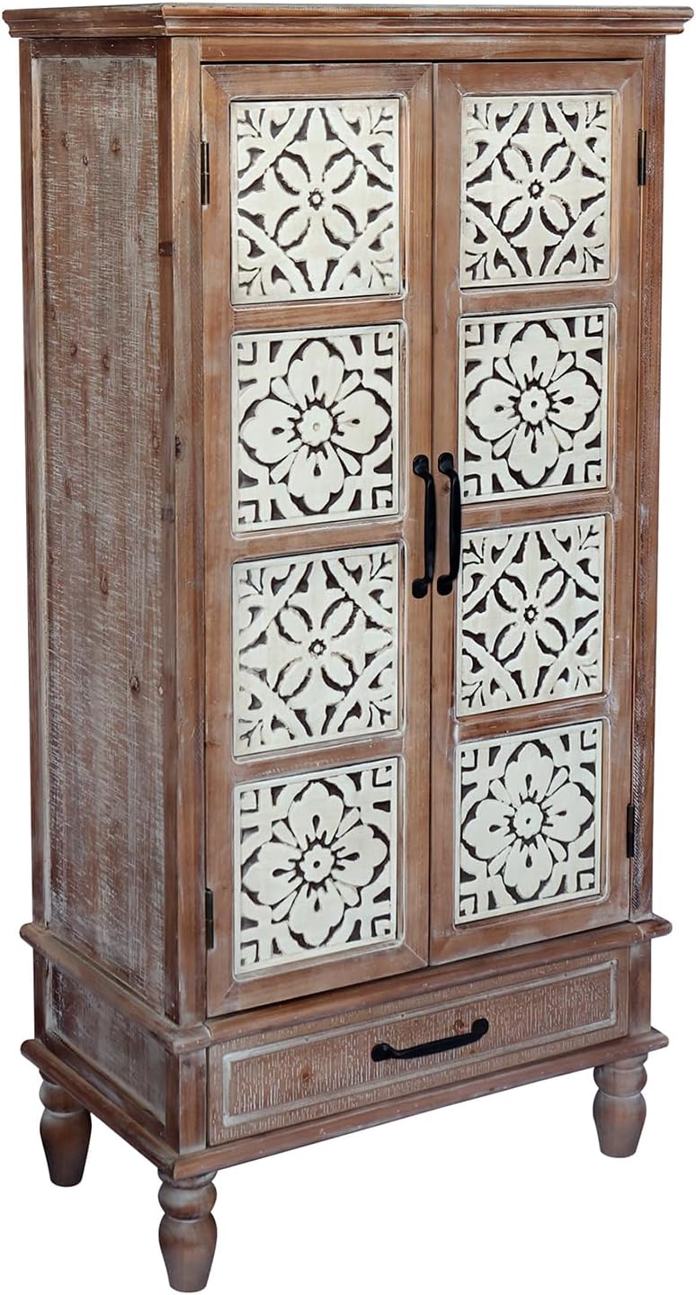 Vintage Kitchen Pantry Cabinet, Freestanding Farmhouse Storage Cabinet with 2 Shelves and 1 Drawer, Tall Cupboard for Kitchen, Living Room, Dining Room and Bathroom, Vintage