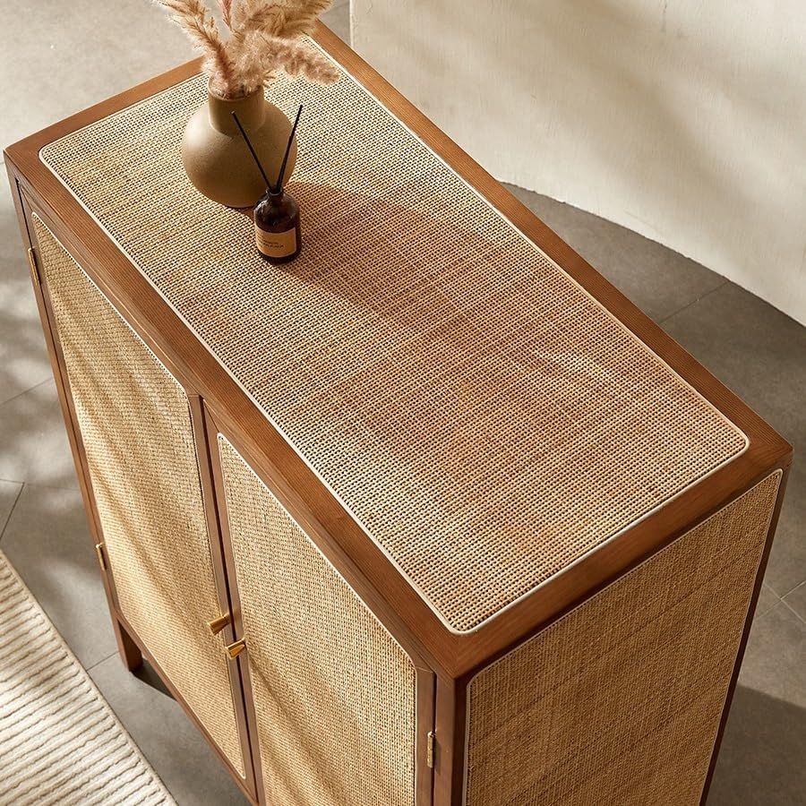 Entryway Cabinet Rattan Storage Cabinet Modern Wooden Dining Sideboard Home Use Entrance Cabinet Storage Cabinet Sideboard Storage Cabinet