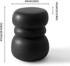 Black Concrete Side Table Unique Sculptural End Table, 19” Tall Handmade Cement Accent Table, Curved Drum Pedestal End Table for Living Room, Bedroom, or Covered Patio