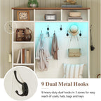 TVU Storage Hall Tree with Bench & 3 Drawers, 22-in-1 Coat Rack With 9 Coat Hooks, Farmhouse Entryway Bench With 9 Open Shelves for Hallway, Entryway (Hall Tree)