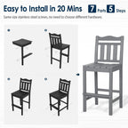 nalone Outdoor Bar Stools Set of 2, HDPE Tall Adirondack Chairs Bar Chairs, Weather Resistance Bar Height Chair for Balcony, Garden, Yard, Backyard (Grey, Bar Chairs Set of 2)