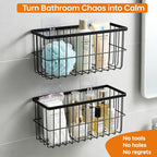 FAMNONE 2 Pack Adhesive Cabinet Door Organizer – 5.9” Deep Lid Organizer for Cabinet, No Drill Wall Mounted Storage Box for Pantry Door, Kitchen & Bathroom Space Saving Organizer
