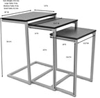 Carolina Chair & Table Rectangular 3-Piece Nesting Table Set - Chestnut Wooden Top Alloy Steel Frame Space-Saving Furniture, Modern Accent Tables for Living Room and Bedroom