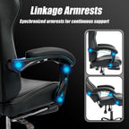 Gaming Chair with Footrest, Ergonomic Game Chair with Lumbar Support and Linkage Armrest, Reclining Computer Chair Height Adjustable for Home Office Father's Day(1001-Black)