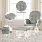 Nursery Rocking Chairs Nursery Glider Rocking Chair Wood Baby Rocker with Ottoman Cushion Upholstered Nursing Chair with Padded Arms (Light Gray)