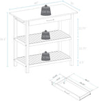 Casual Home Kitchen Island with Solid American Hardwood Top, Natural/White, 40" W (373-91)