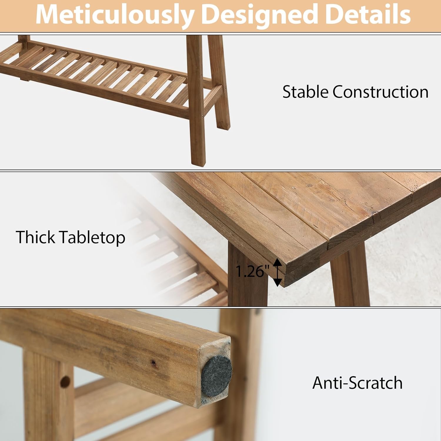 HOKYHOKY Reclaimed Solid Wood Console Table, 59" Farmhouse Entryway Tables | Long Rectangular Couch Table Behind Sofa, 2 Tiers Accent Tables, Hallway, Entrance, Foyer, Living Room