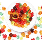 125 Pieces Fall Vase Filler for Thanksgiving Day Decor, Acrylic Pumpkin Table Scatter, Mini Fall Leaves Acorns Pumpkins Maple Leaves Gems Autumn Decor 1LB