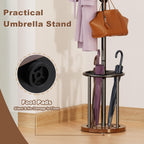 Coat Rack Freestanding, Coat Rack Stand with Umbrella Holder, Coat Tree, Coat Hanger Stand with 12 Hooks for Clothes Bag Hats, Hat Rack Hall Tree Coat Hanger Umbrella Stand for Entryway
