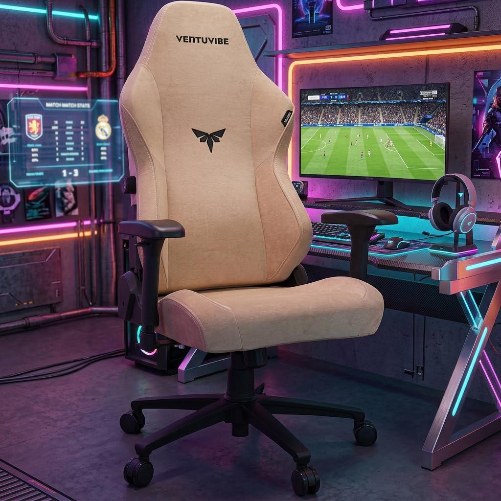 Gaming Chair - High Back Ergonomic Computer Chair with Lumbar Support, Video Game Chair-4D Adjustable Armrests,170° Reclining & 320lb Capacity,Fabric,Desert Yellow