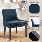 COLAMY Modern Dining Chairs Set of 4, Upholstered Corduroy Accent Side Leisure Chairs with Mid Back and Wood Legs for Living Room/Dining Room-Blue
