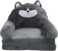 2 in 1 Fold Out Kids Couch, Foldable Toddler Chair and Infant Seat, Soft Cloth Sofa with Sponge Fill, Cartoon Animal Design for Nursery, Home & Travel (Folding in Half)