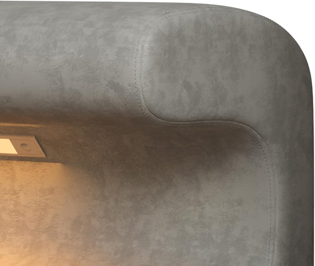 HRVEOCEI 37 inch Arch Entryway Bench Leather Upholstered Art Ottoman Bench with LED Sensor Light for Living Room, Bedroom (Gray)