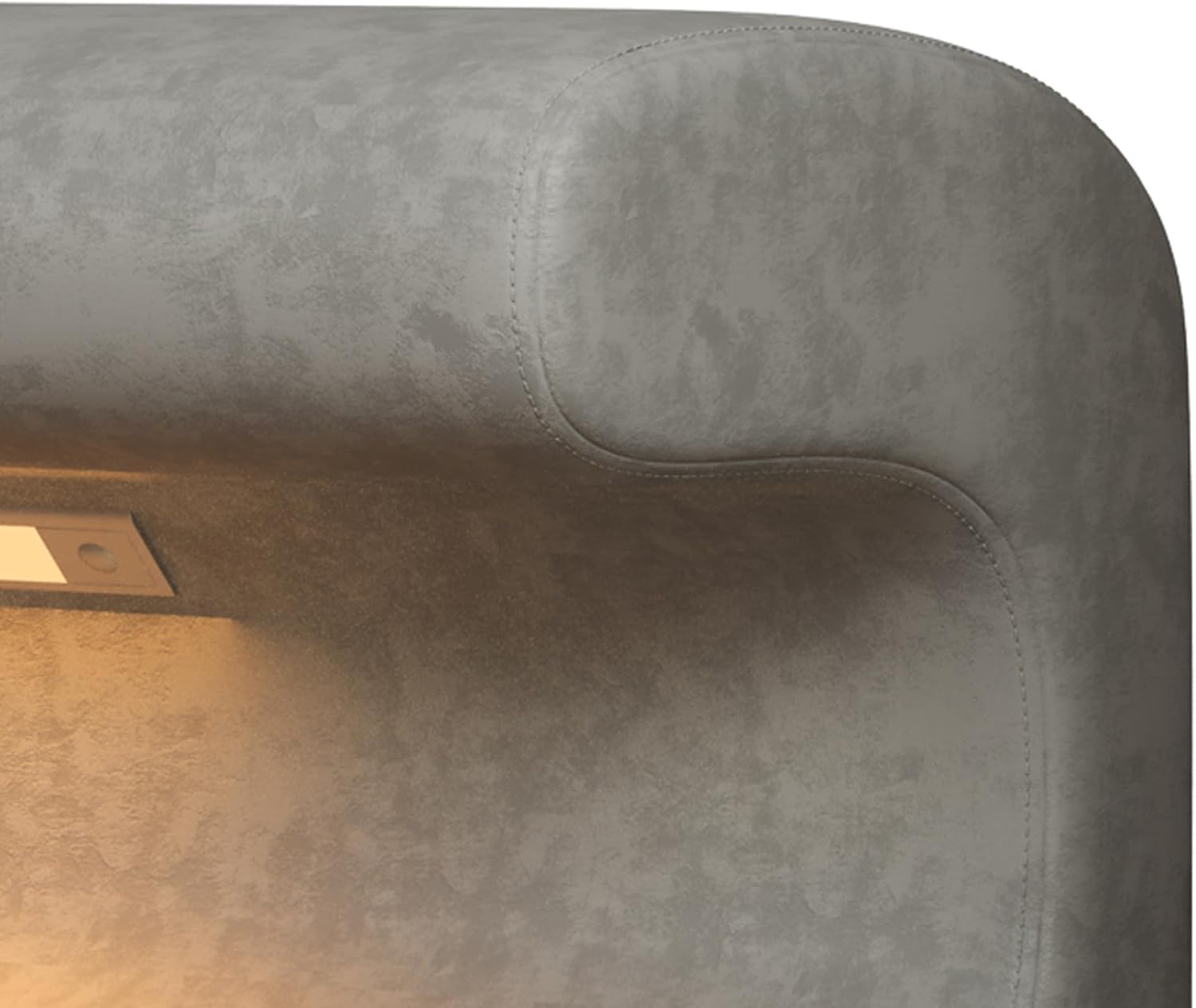 HRVEOCEI 37 inch Arch Entryway Bench Leather Upholstered Art Ottoman Bench with LED Sensor Light for Living Room, Bedroom (Gray)