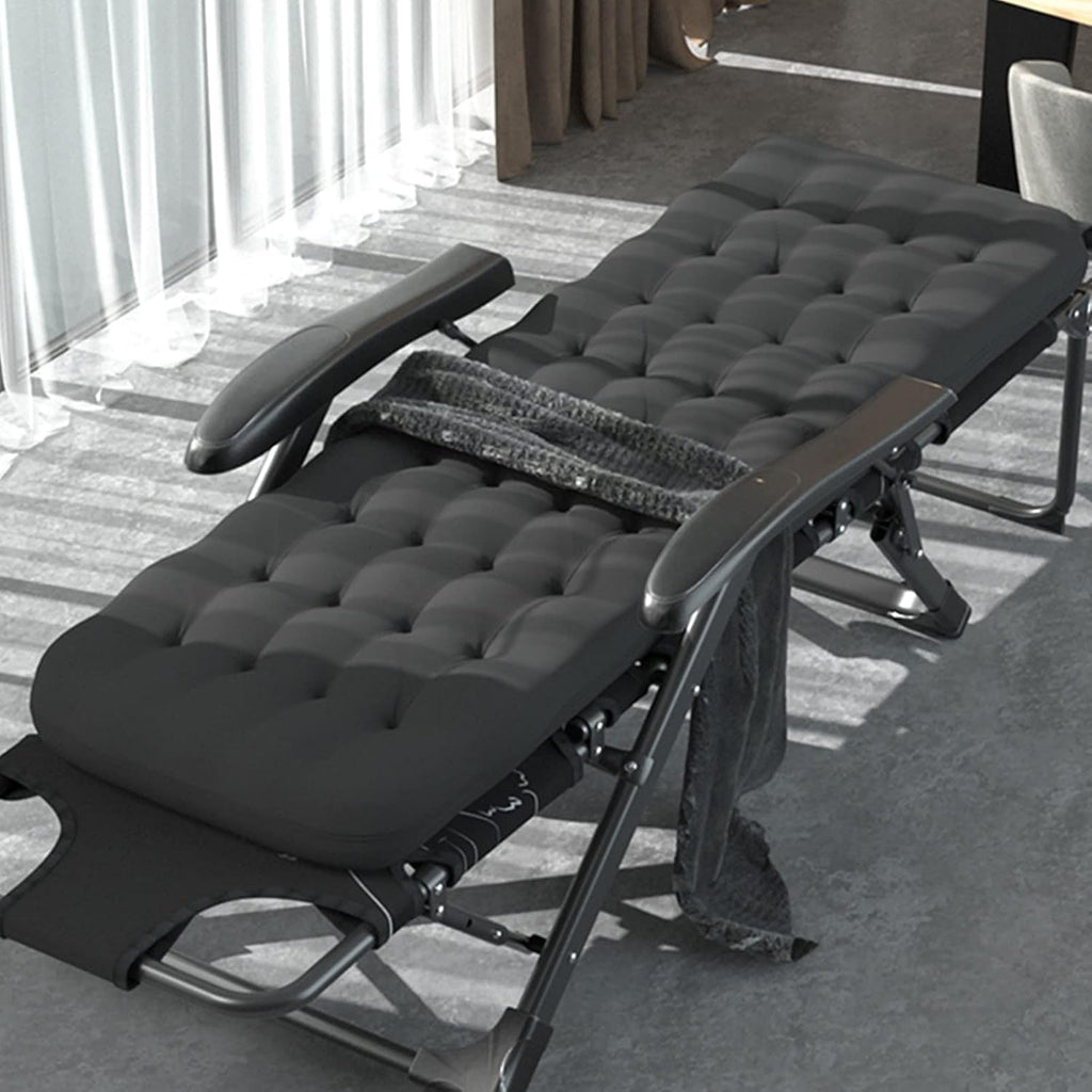 Padded Lounge Chair Wider Armrest Adjustable Portable Recliner with Head Support Bar Support 150KG Progress