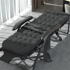 Padded Lounge Chair Wider Armrest Adjustable Portable Recliner with Head Support Bar Support