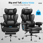 GTPLAYER Big and Tall Gaming Chair 400lbs Heavy Duty Office Chair with Foot Rest & Ergonomic Pocket Spring Lumbar Support, High Back 3D Saddle Shaped Cushion for Back Pain Relief, Matte-Black