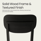 COLAMY Solid Wood Dining Chairs Set of 4, Mid Century Modern Upholstered Kitchen Chairs with 3.3" Thick Cushion, Farmhouse Dining Room Chairs with Level Legs & Wire-Brushed Finish, Black