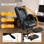 6 Points Vibration & Heat Massage Office Chair with Foot Rest,500lbs Big and Tall Office Chairs,Ergonomic Reclining Desk Chair for Home Office,Gaming