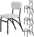 GarveeHome Beige Dining Chairs Set of 4, Boucle Upholstered Kitchen Chair, Modern Dining Chairs with Metal Legs for Living Room, Dining Room, Kitchen,4 Lambswool Fabric Beige Chairs