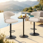 Furnimart Outdoor Bar Stools Set of 2, 360° Swivel Patio Bar Chairs with Adjustable Height & Waterproof Cover, PU Seat & Textilene Mesh Back, Counter & Bar Height Stools for Backyard, Balcony, Beige