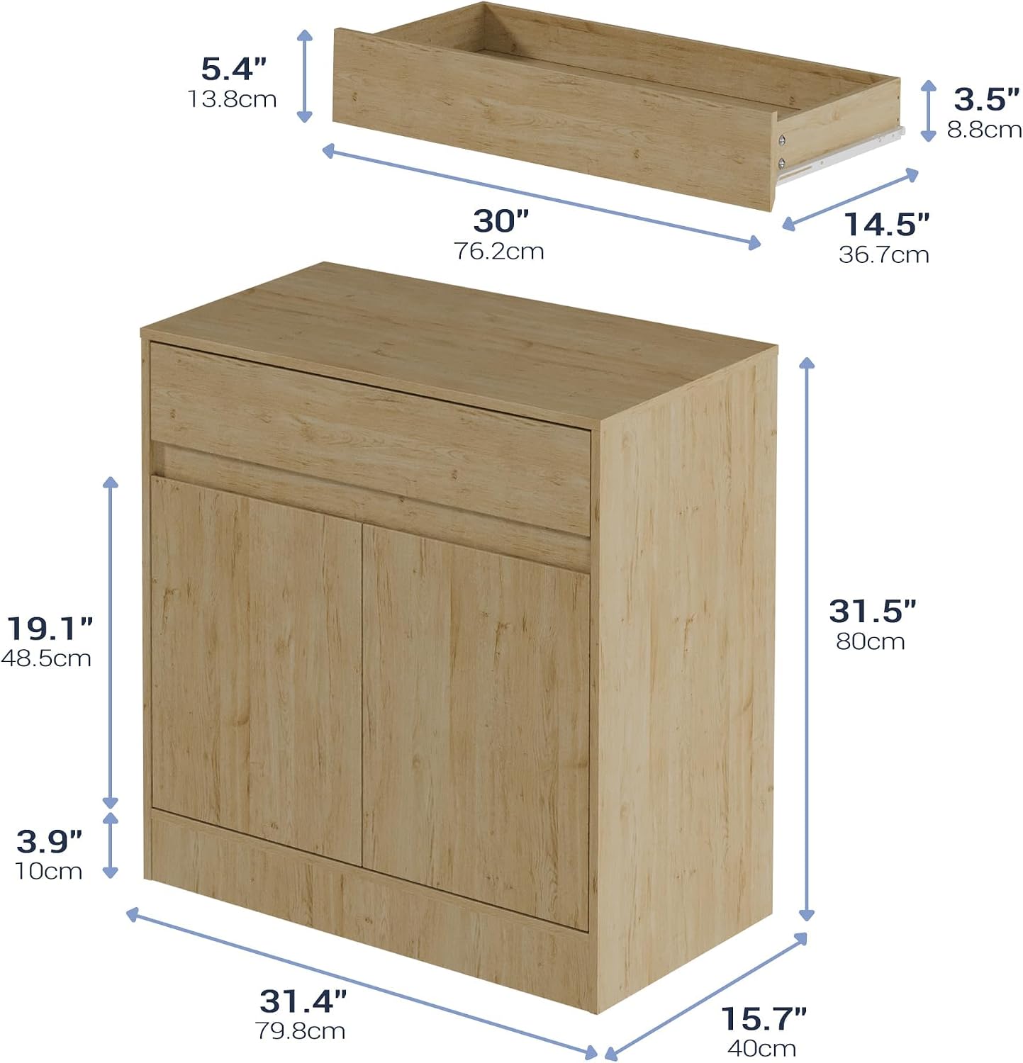 Housoul Buffet Cabinet with 2 Doors and Drawer, Coffee Bar Cabinet with Adjustable Shelf, Modern Kitchen Buffet Sideboard for Living Room, Kitchen, Natural