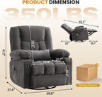 Swivel Rocker Recliner Chair with Vibration Massage and Heating Functions for Adults,Oversized Recliner Single Sofa with Side Pocket,Two Cup Holders for Living Room and Bedroom