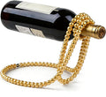 Artificial Pearl Necklace Wine Rack, Floating Countertop Wine Bottle Holder, Elegant Decor for Home Bar Kitchen & Living Room(Gold)